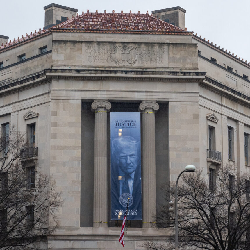 New Trump Banner Hung on Justice Dept. Headquarters in D.C.